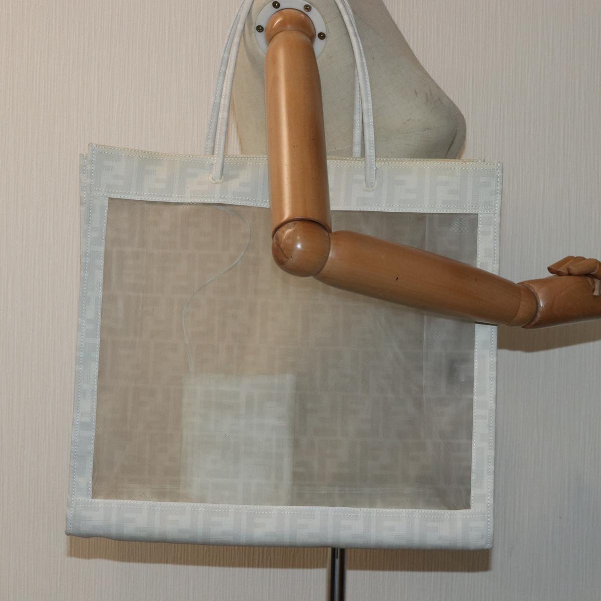 FENDI Tote Bag Nylon White Silverhk1586