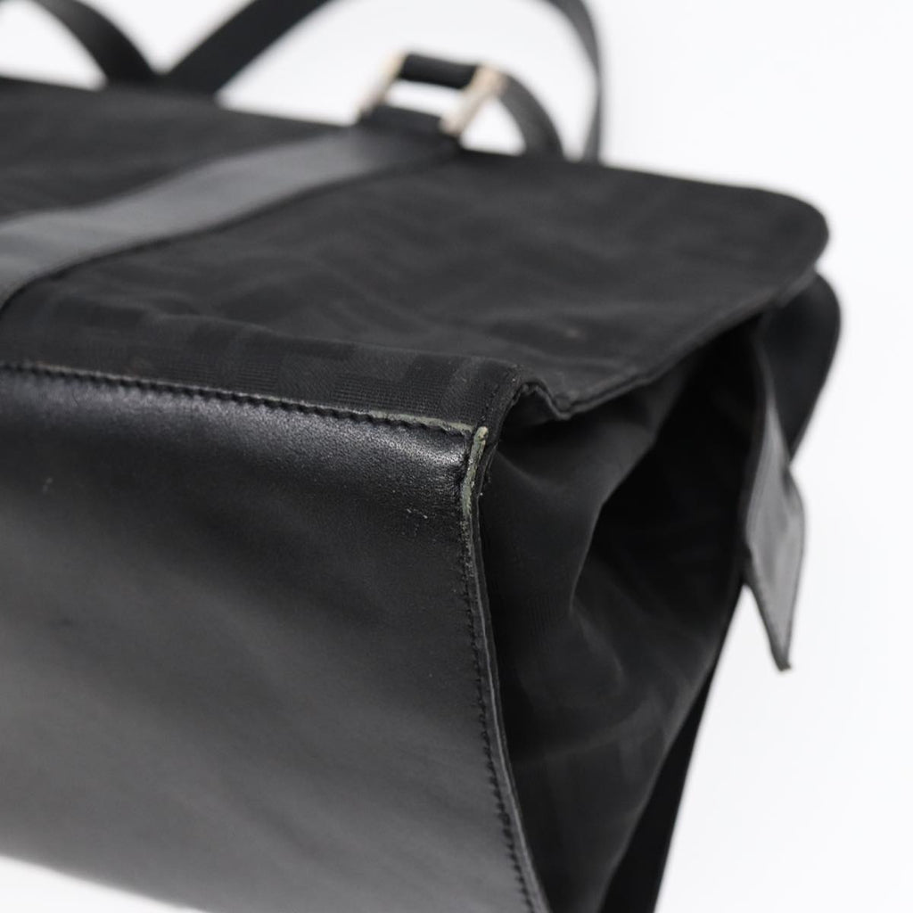 FENDI Zucca Canvas Hand Bag Black Silverhk1588