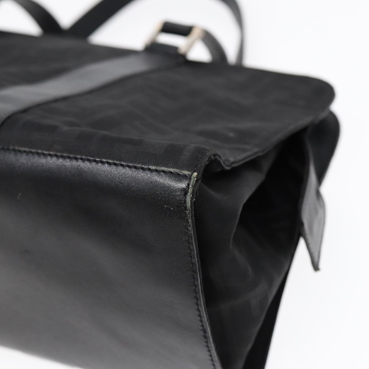 FENDI Zucca Canvas Hand Bag Black Silverhk1588
