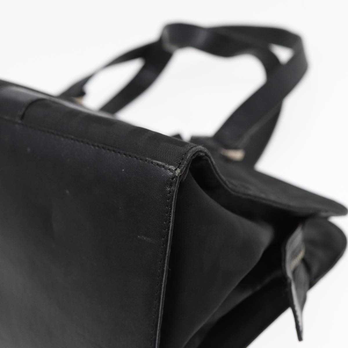 FENDI Zucca Canvas Hand Bag Black Silverhk1588