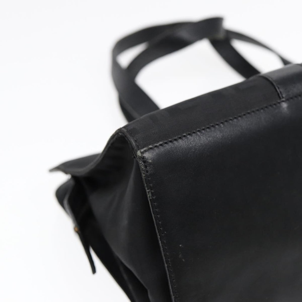 FENDI Zucca Canvas Hand Bag Black Silverhk1588