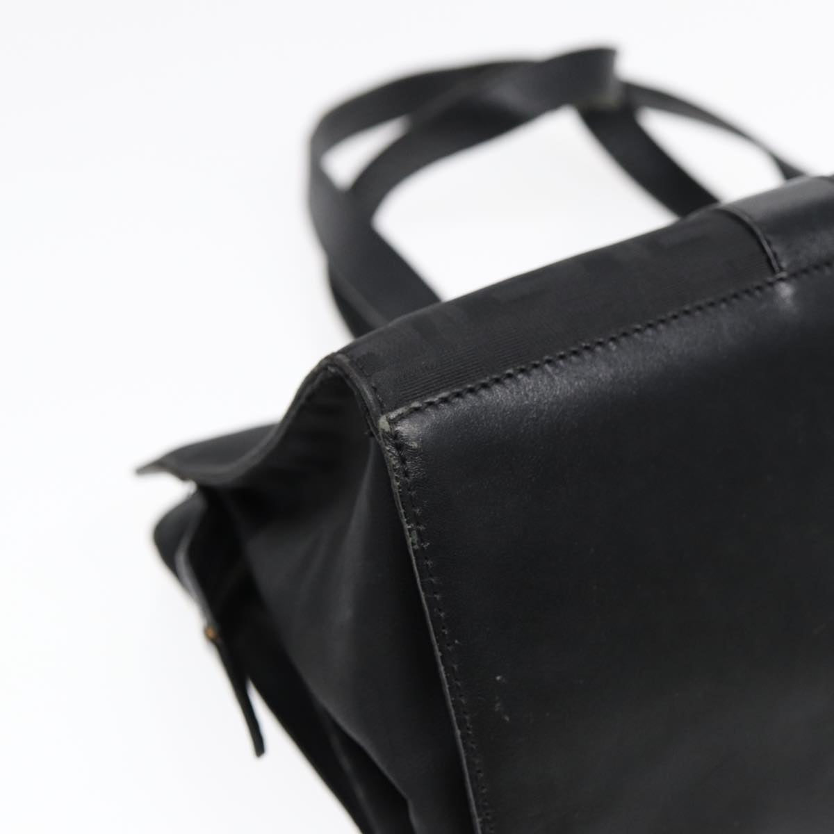 FENDI Zucca Canvas Hand Bag Black Silverhk1588