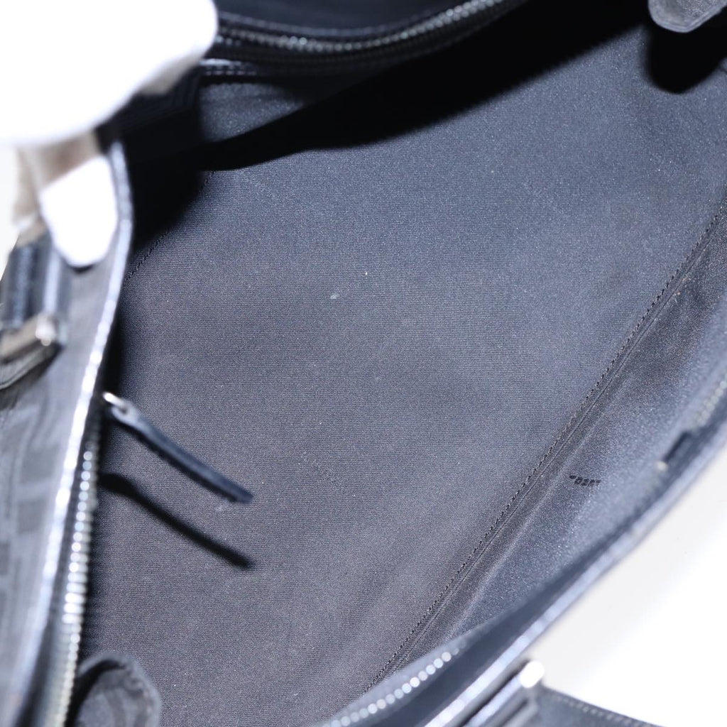 FENDI Zucca Canvas Hand Bag Black Silverhk1588