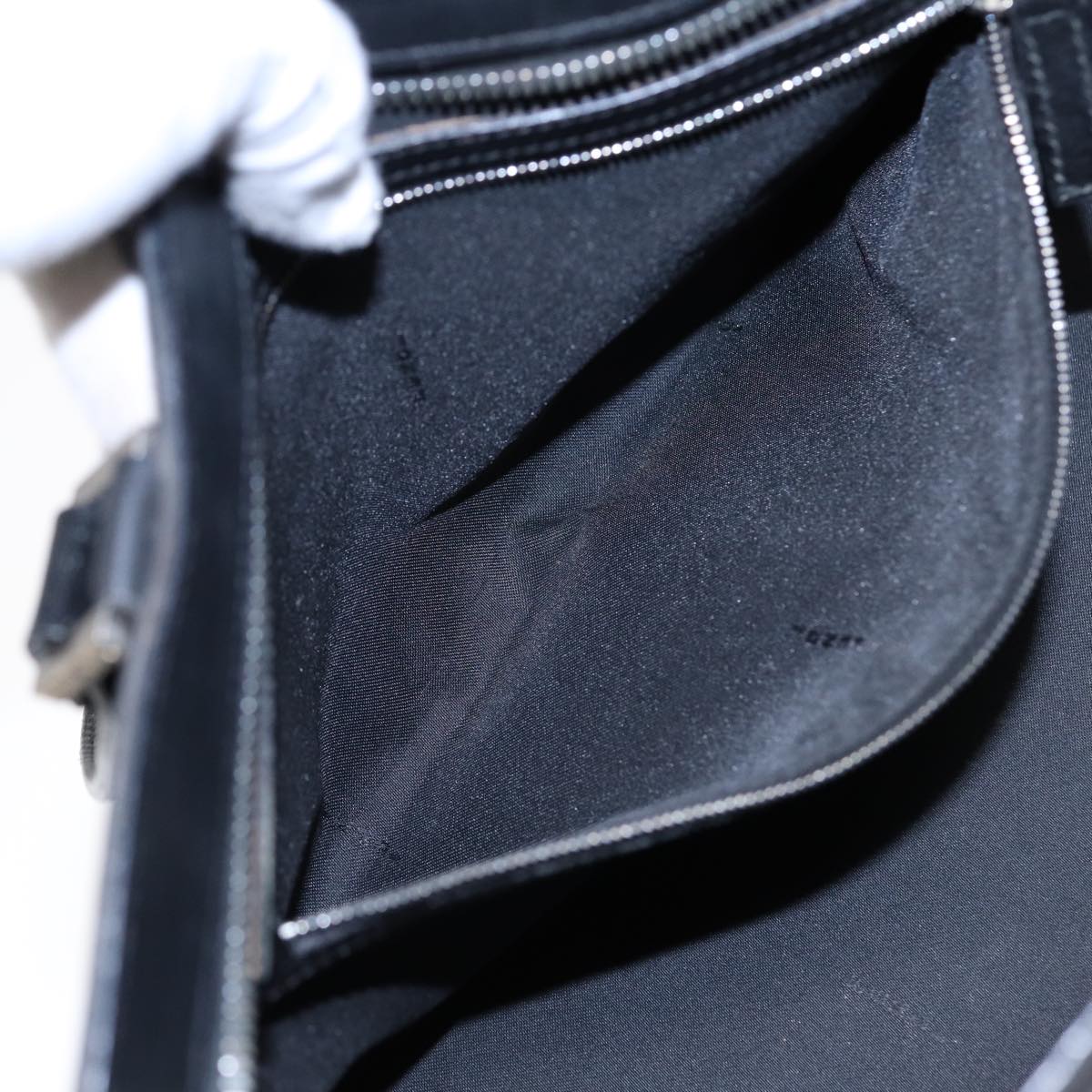 FENDI Zucca Canvas Hand Bag Black Silverhk1588