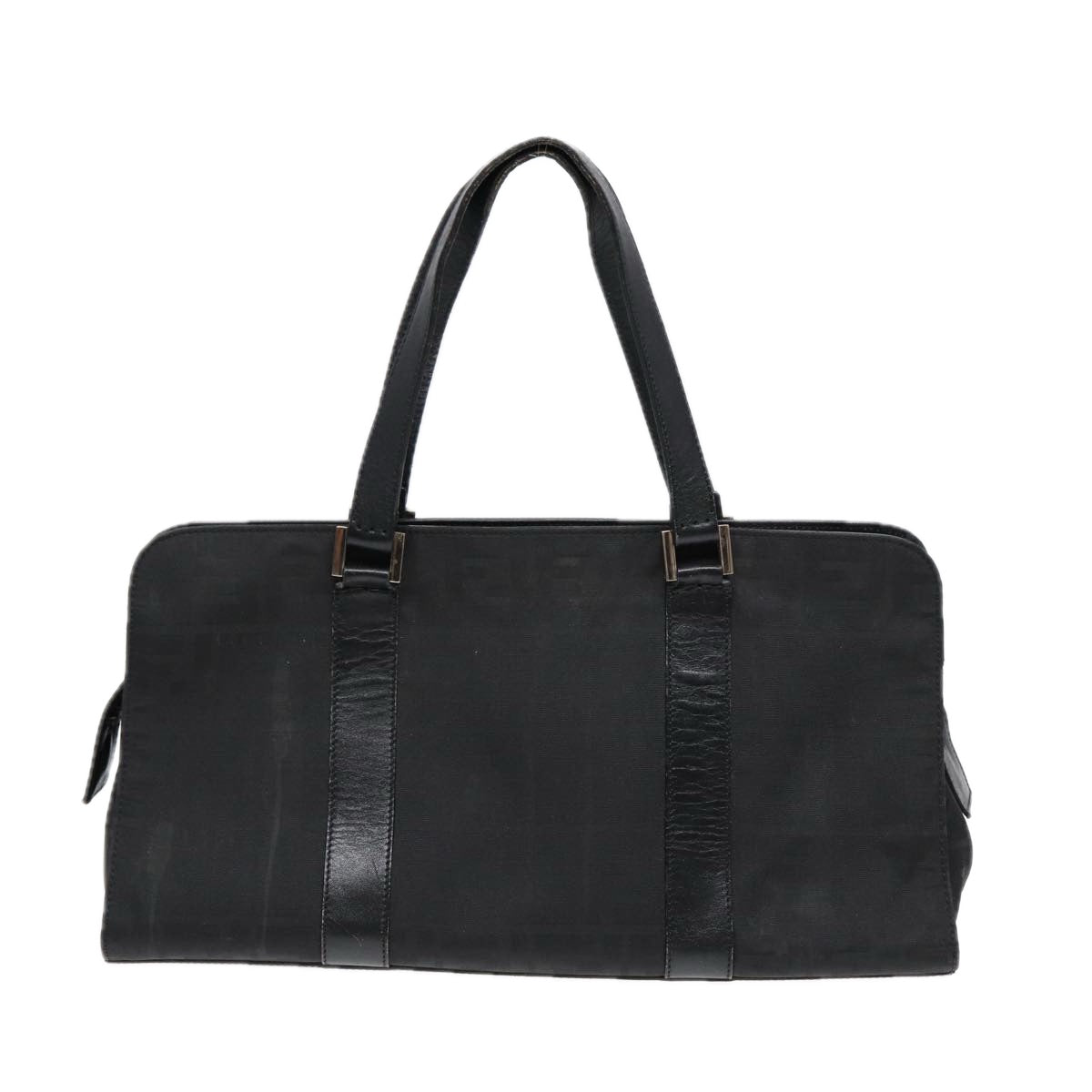 FENDI Zucca Canvas Hand Bag Black Silverhk1588