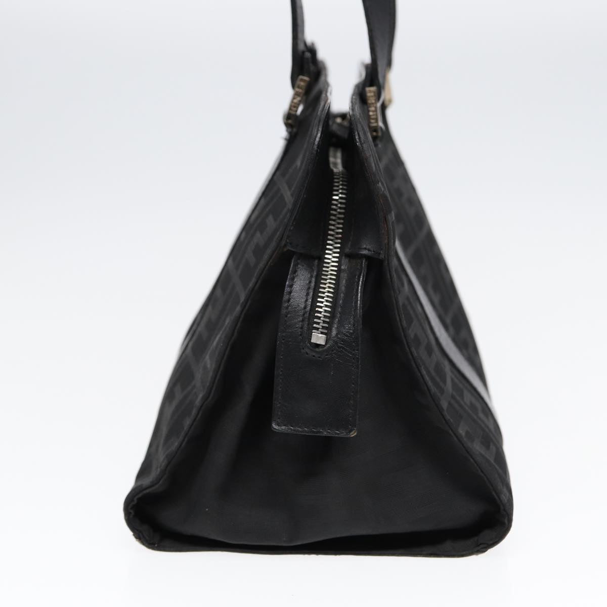 FENDI Zucca Canvas Hand Bag Black Silverhk1588