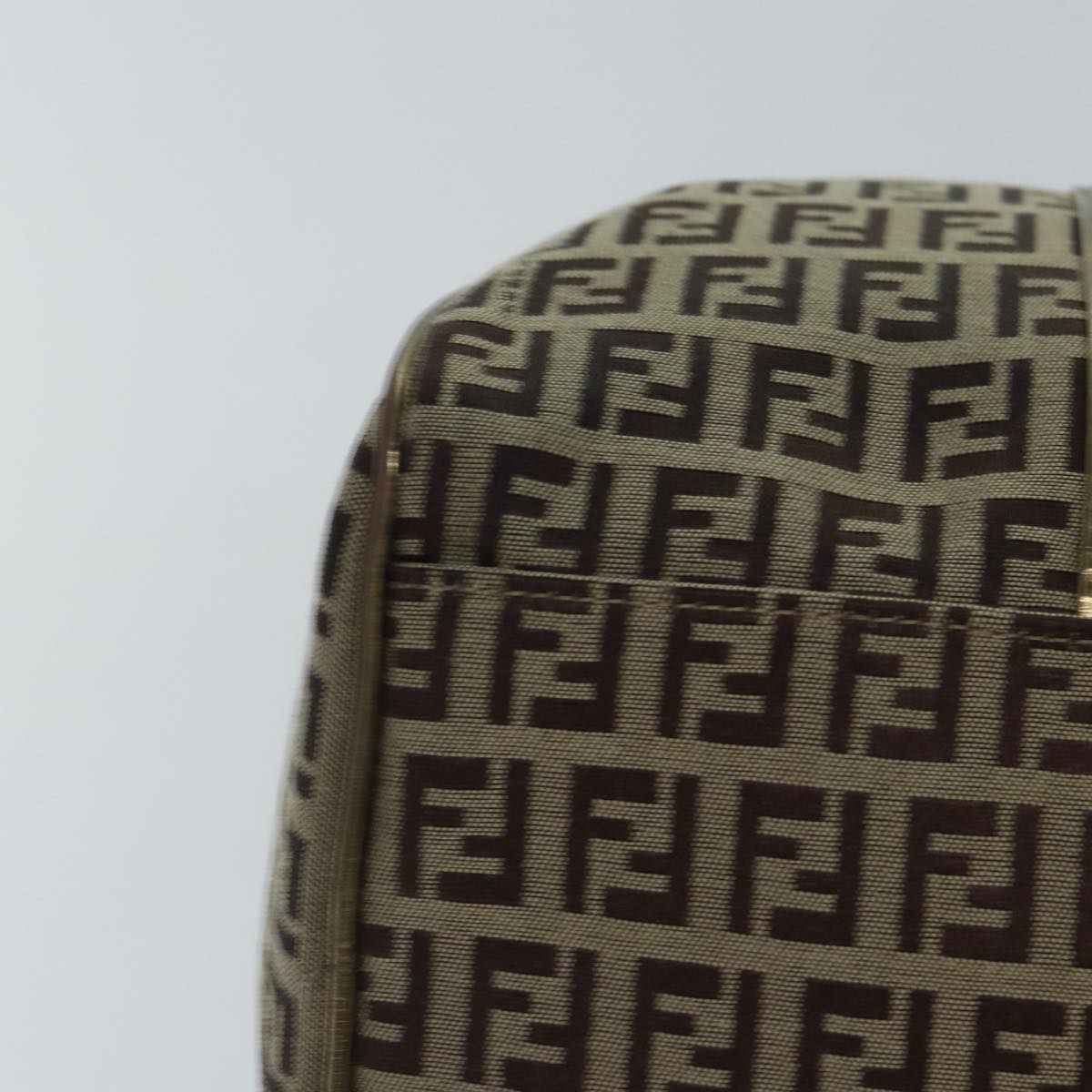 FENDI Zucchino Canvas Boston Bag Beige Goldhk1608
