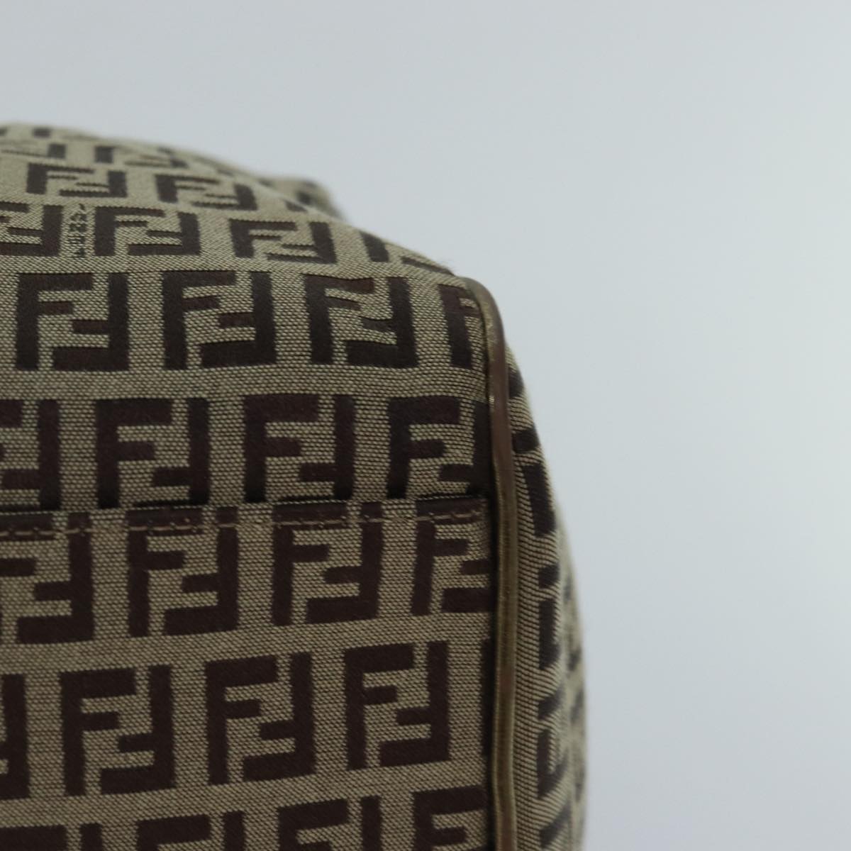 FENDI Zucchino Canvas Boston Bag Beige Goldhk1608