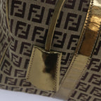 FENDI Zucchino Canvas Boston Bag Beige Goldhk1608