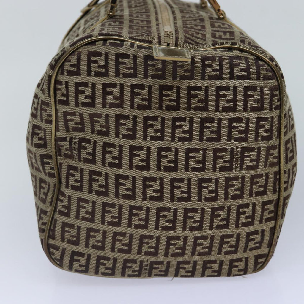 FENDI Zucchino Canvas Boston Bag Beige Goldhk1608