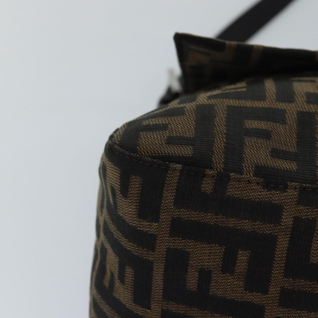 FENDI Zucca Canvas Mamma Baguette Shoulder Bag Brown Black Silverhk1612