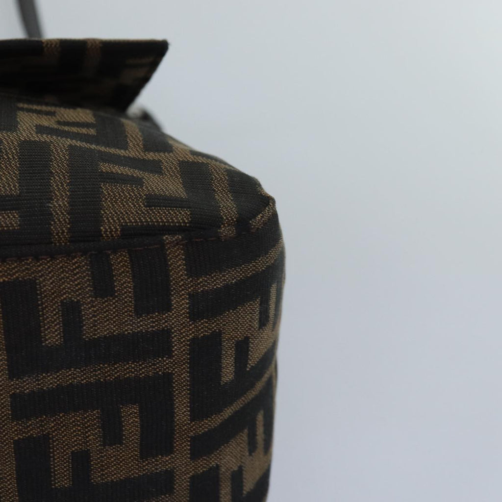 FENDI Zucca Canvas Mamma Baguette Shoulder Bag Brown Black Silverhk1612