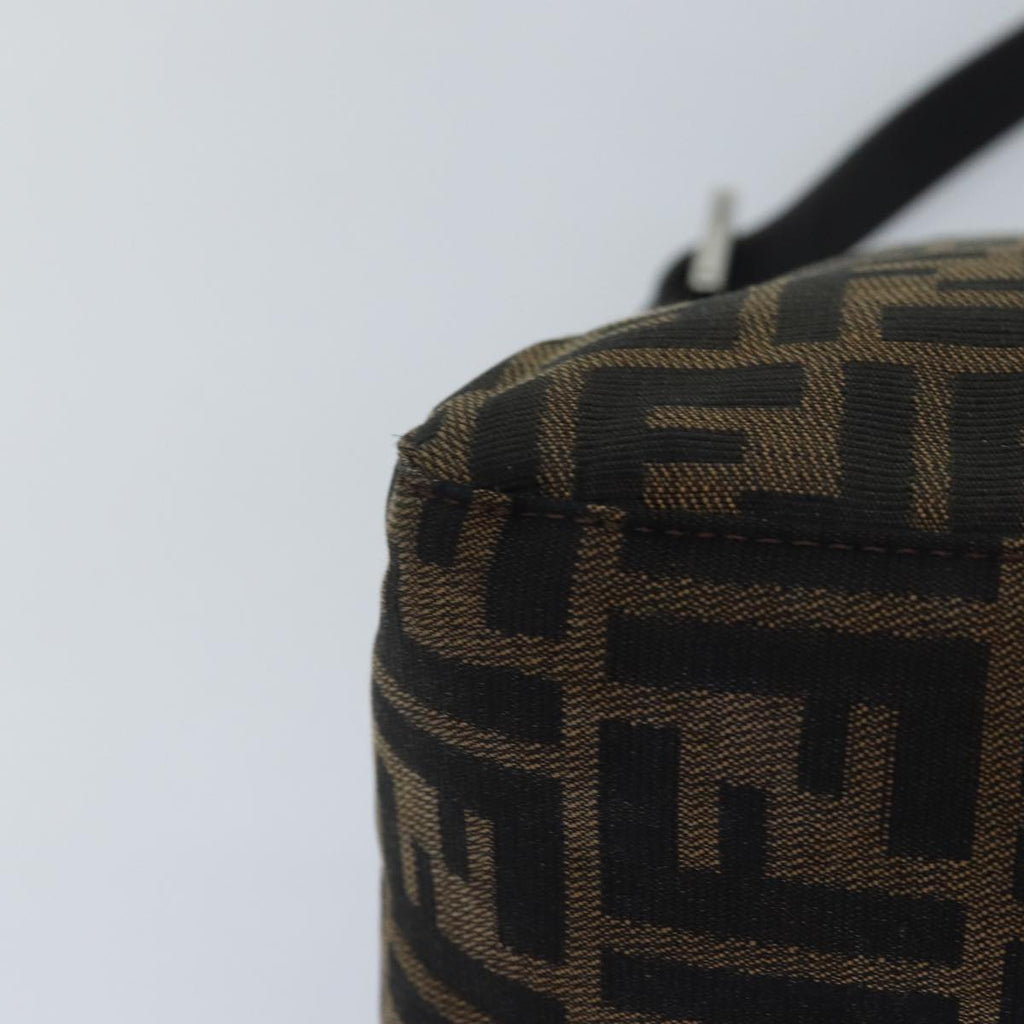 FENDI Zucca Canvas Mamma Baguette Shoulder Bag Brown Black Silverhk1612