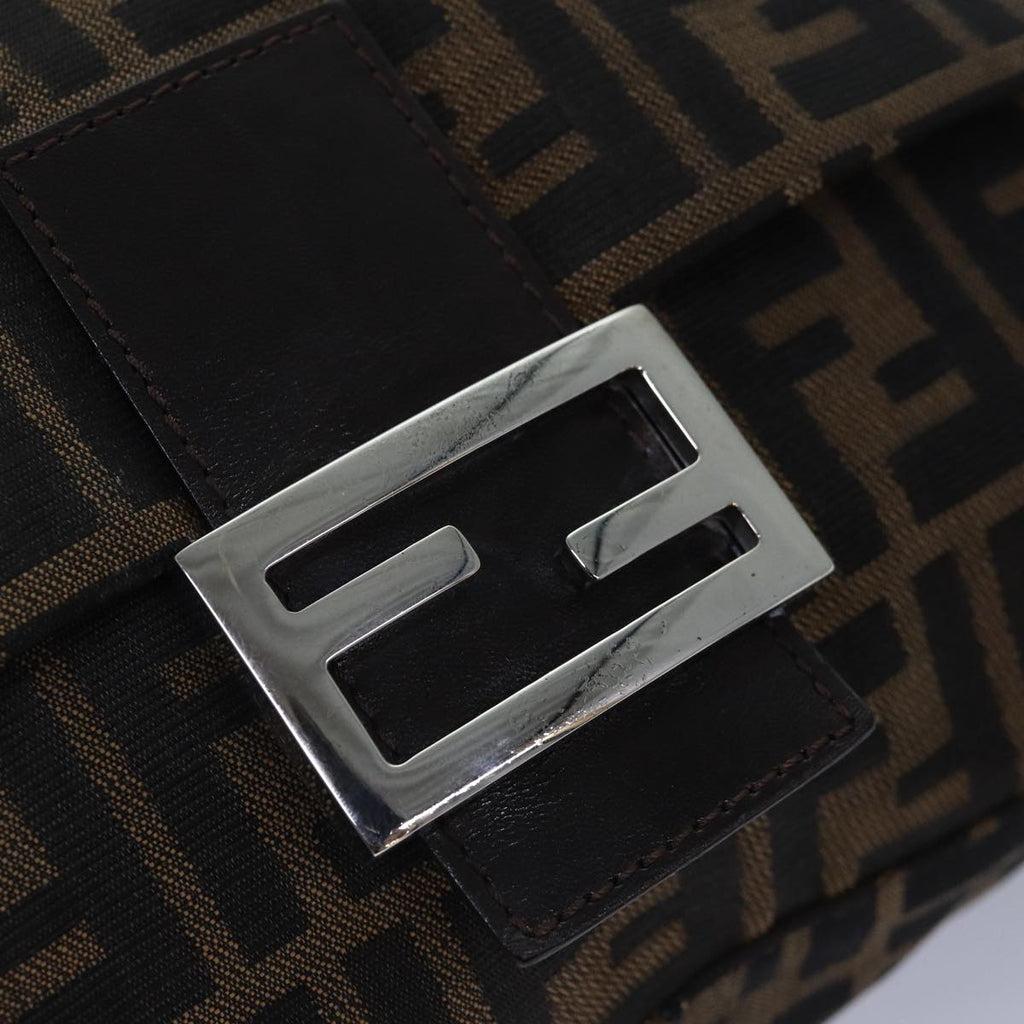 FENDI Zucca Canvas Mamma Baguette Shoulder Bag Brown Black Silverhk1612