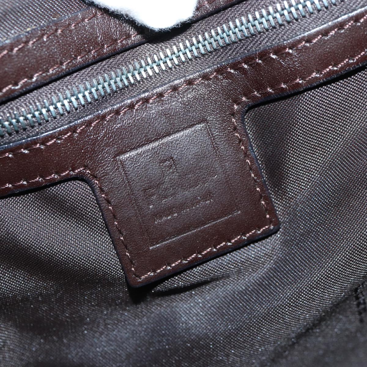FENDI Zucca Canvas Mamma Baguette Shoulder Bag Brown Black Silverhk1612