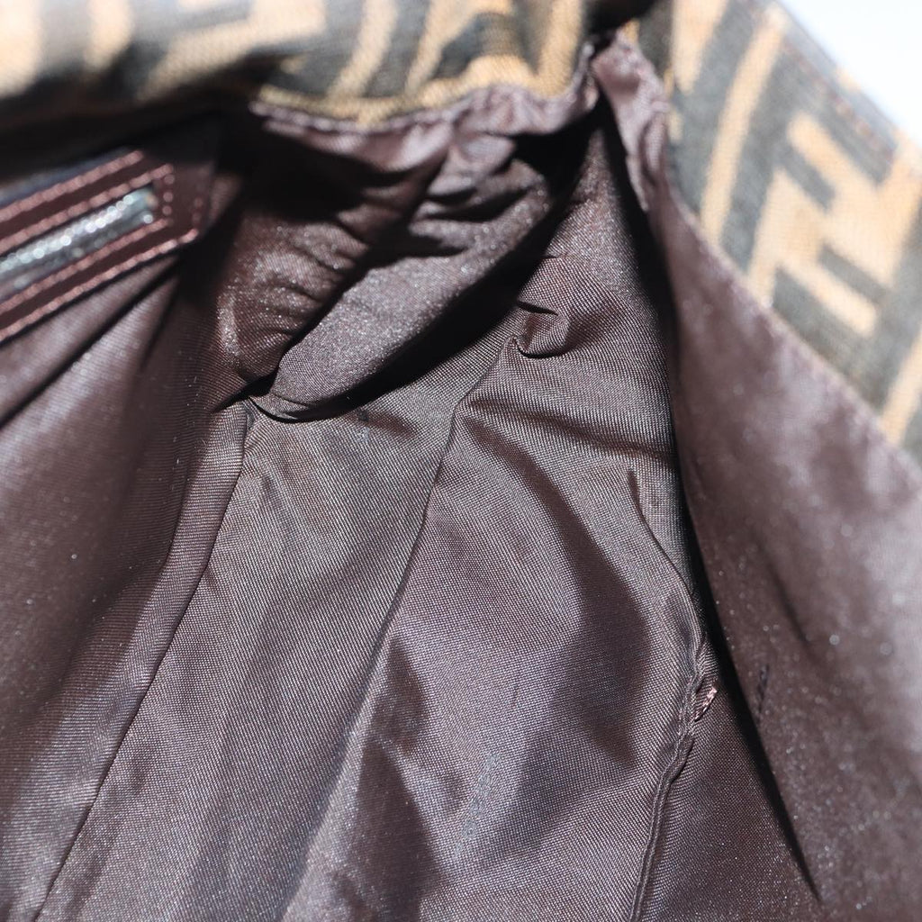 FENDI Zucca Canvas Mamma Baguette Shoulder Bag Brown Black Silverhk1612