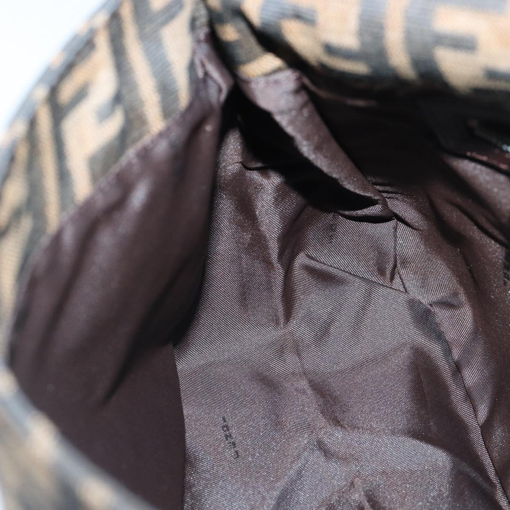 FENDI Zucca Canvas Mamma Baguette Shoulder Bag Brown Black Silverhk1612