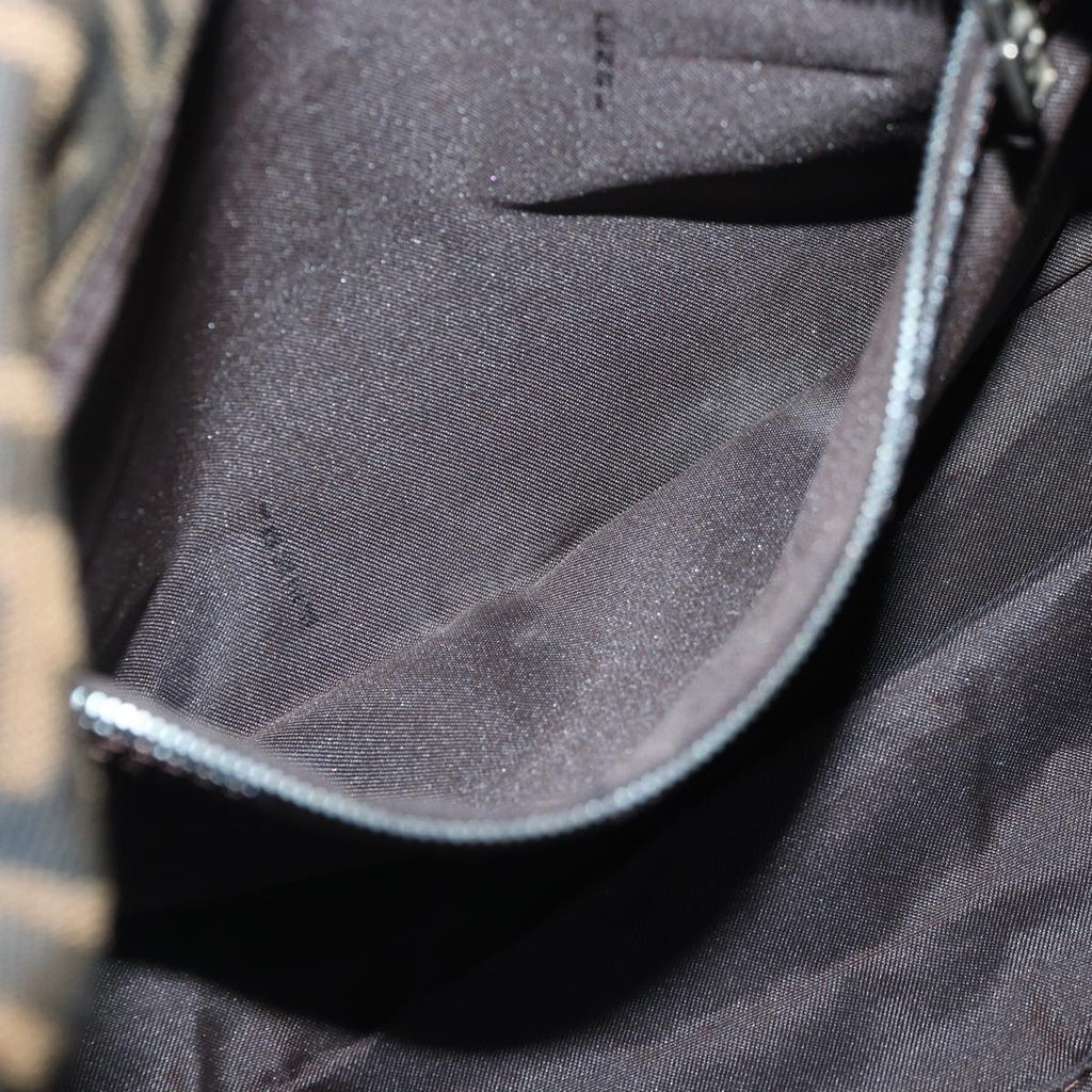 FENDI Zucca Canvas Mamma Baguette Shoulder Bag Brown Black Silverhk1612
