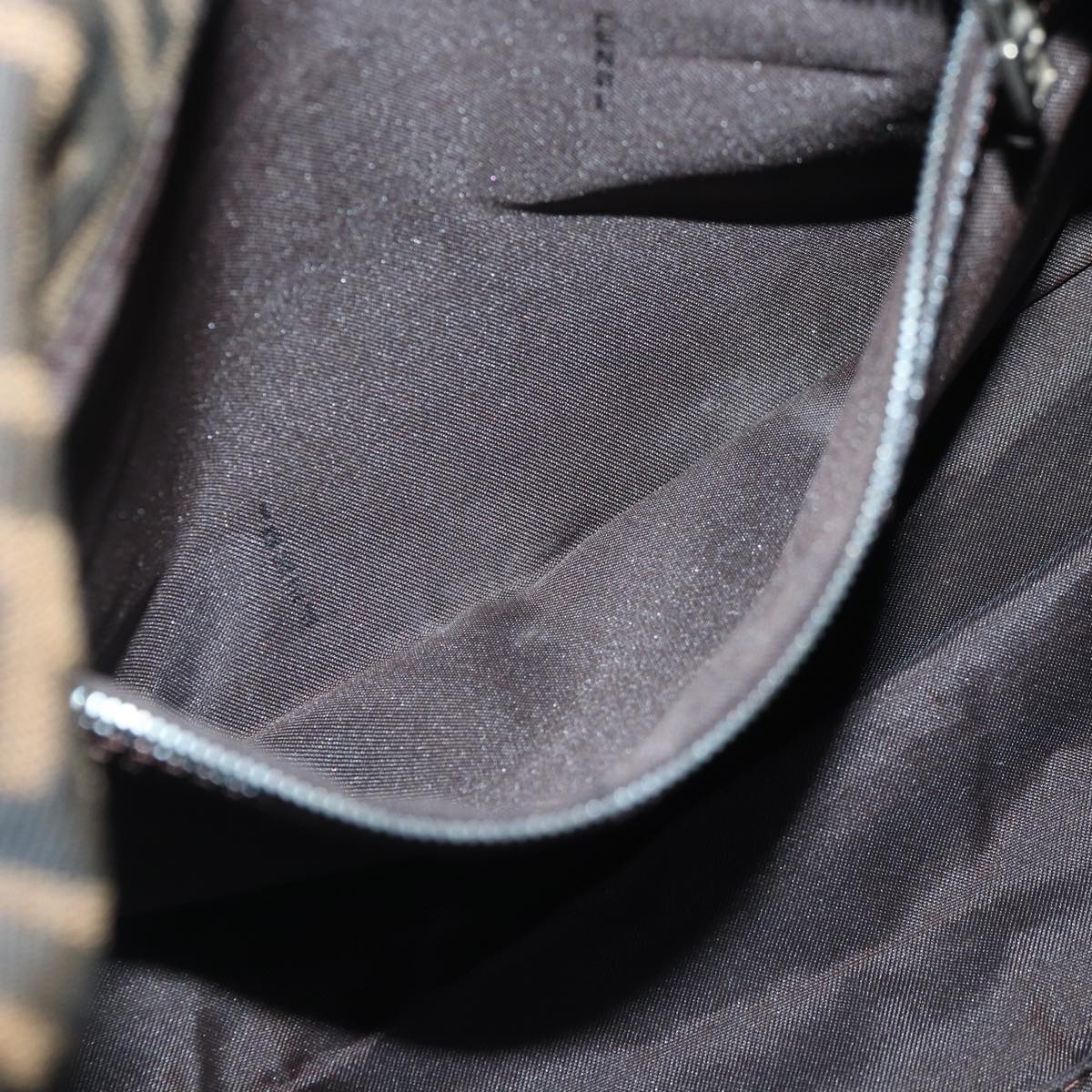 FENDI Zucca Canvas Mamma Baguette Shoulder Bag Brown Black Silverhk1612