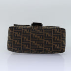 FENDI Zucca Canvas Mamma Baguette Shoulder Bag Brown Black Silverhk1612