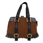 Chloe Hand Bag Canvas Leather Brown Gold hk1638