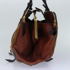 Chloe Hand Bag Canvas Leather Brown Gold hk1638