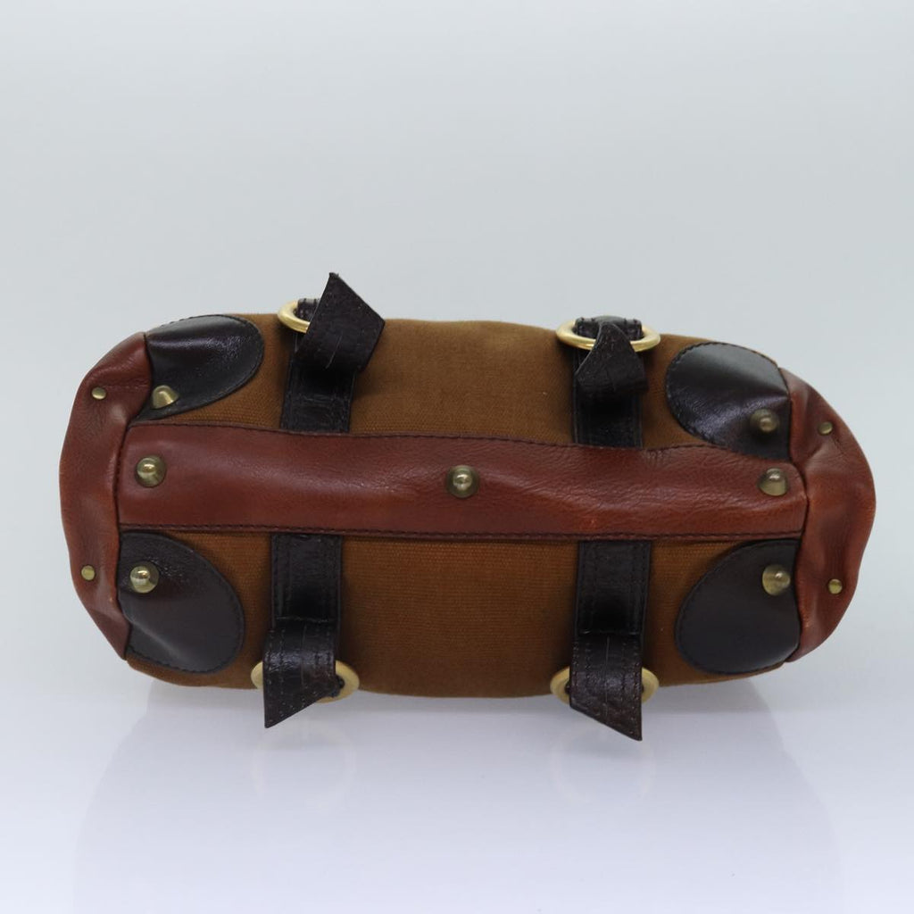 Chloe Hand Bag Canvas Leather Brown Gold hk1638