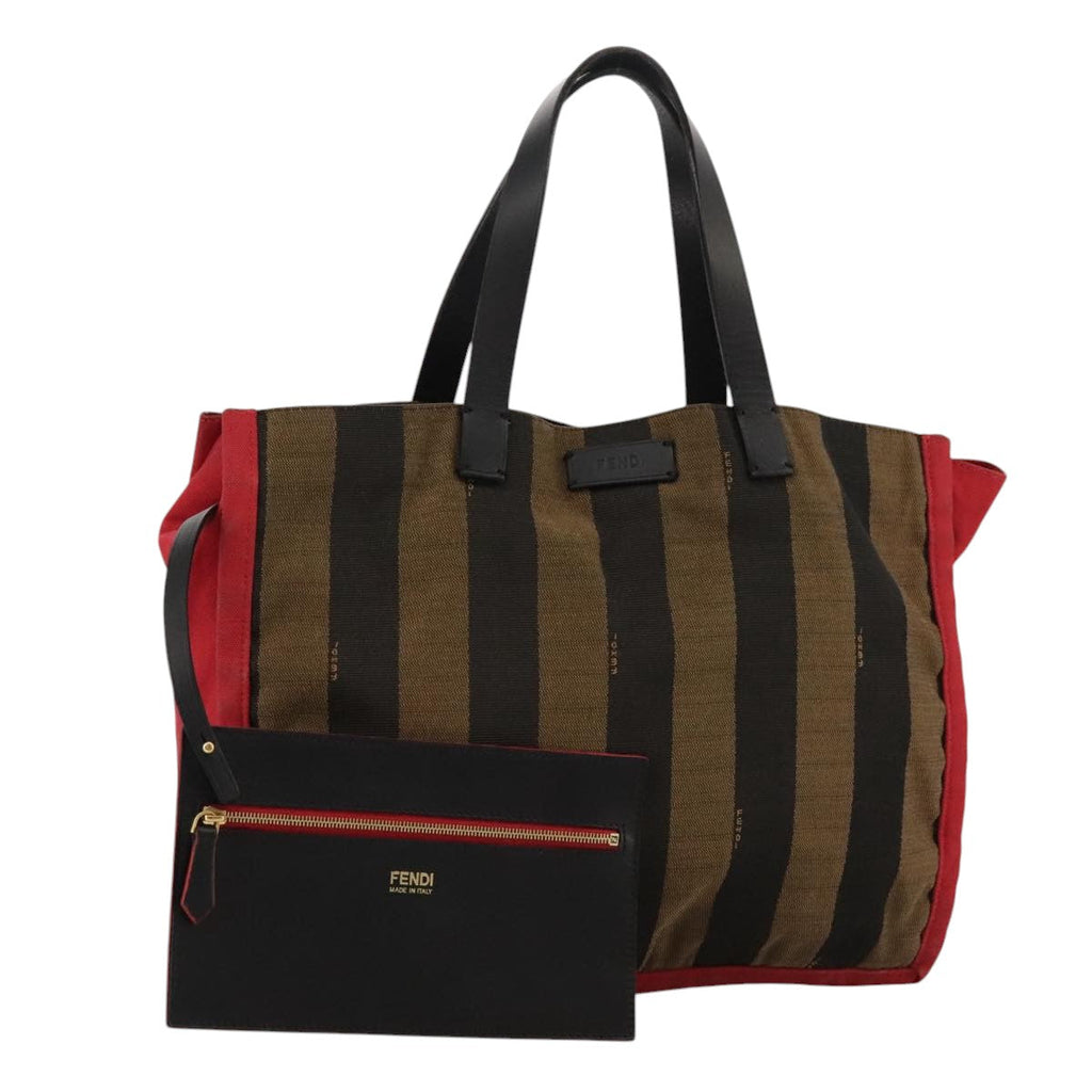 FENDI Pecan Canvas Tote Bag Brown Black gold 8BH252hk1662