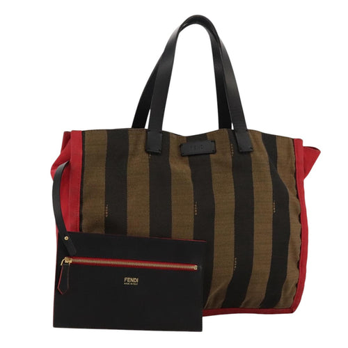FENDI Pecan Canvas Tote Bag Brown Black gold 8BH252hk1662
