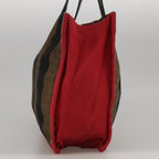 FENDI Pecan Canvas Tote Bag Brown Black gold 8BH252hk1662