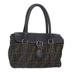 FENDI Zucca Canvas Celleria Hand Bag Brown Black 8BR486hk1663