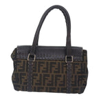 FENDI Zucca Canvas Celleria Hand Bag Brown Black 8BR486hk1663