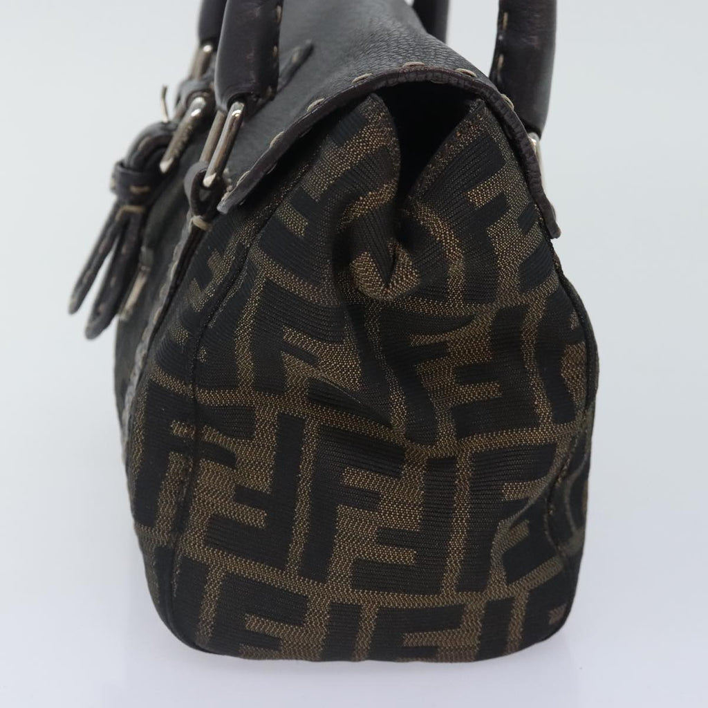 FENDI Zucca Canvas Celleria Hand Bag Brown Black 8BR486hk1663