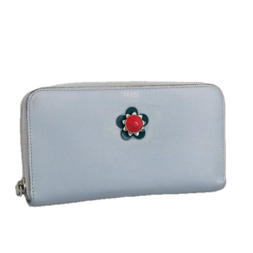 FENDI Wallet Leather Light Blue Silverhk1811