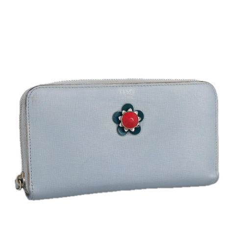 FENDI Wallet Leather Light Blue Silverhk1811