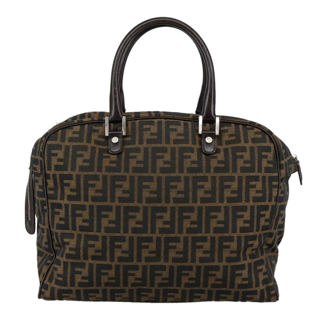 FENDI Zucca Canvas Hand Bag Brown Blackhk1925