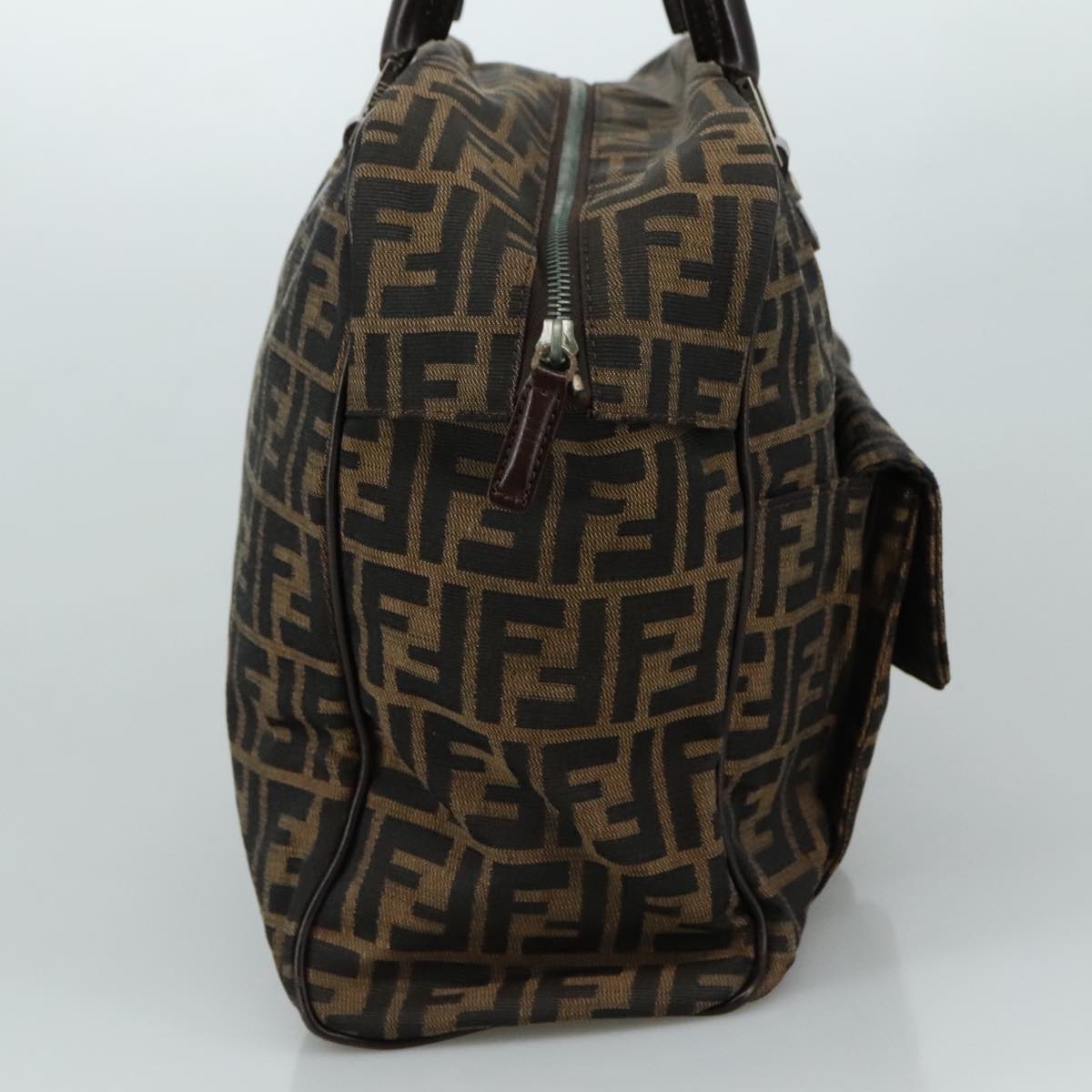 FENDI Zucca Canvas Hand Bag Brown Blackhk1925