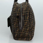 FENDI Zucca Canvas Hand Bag Brown Blackhk1925