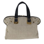 FENDI Chameleon Bag Hand Bag Canvas 2way Beigehk1927