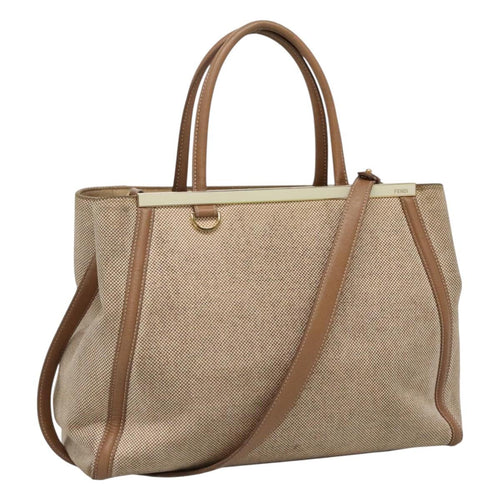 FENDI To joule Hand Bag Canvas 2way Gold Beigehk1977
