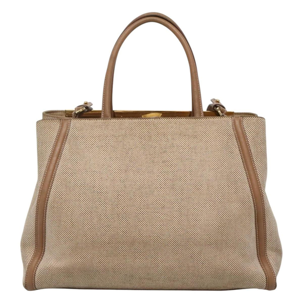 FENDI To joule Hand Bag Canvas 2way Gold Beigehk1977