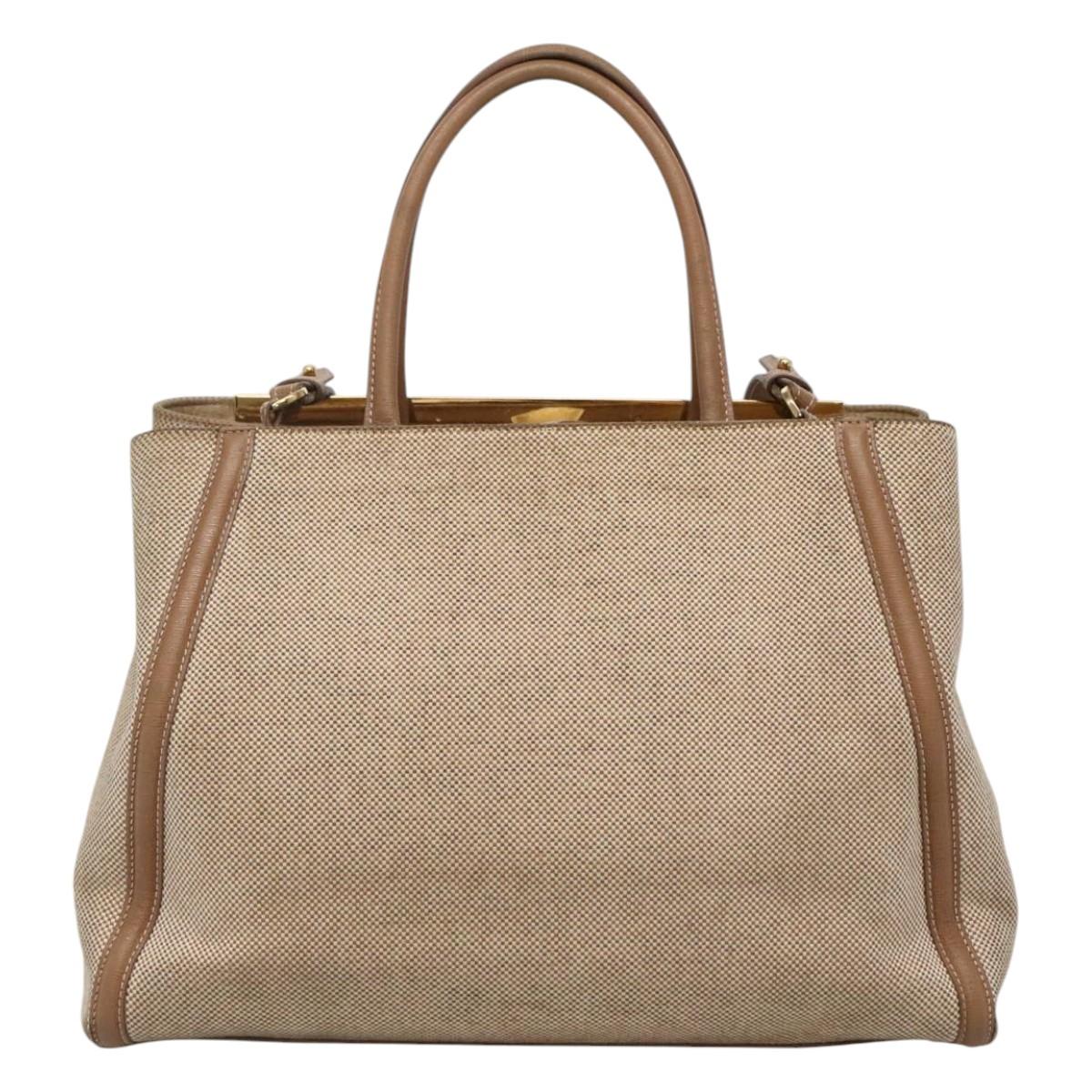 FENDI To joule Hand Bag Canvas 2way Gold Beigehk1977