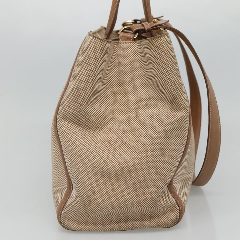 FENDI To joule Hand Bag Canvas 2way Gold Beigehk1977