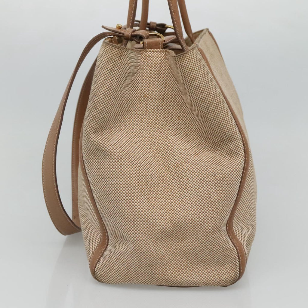 FENDI To joule Hand Bag Canvas 2way Gold Beigehk1977