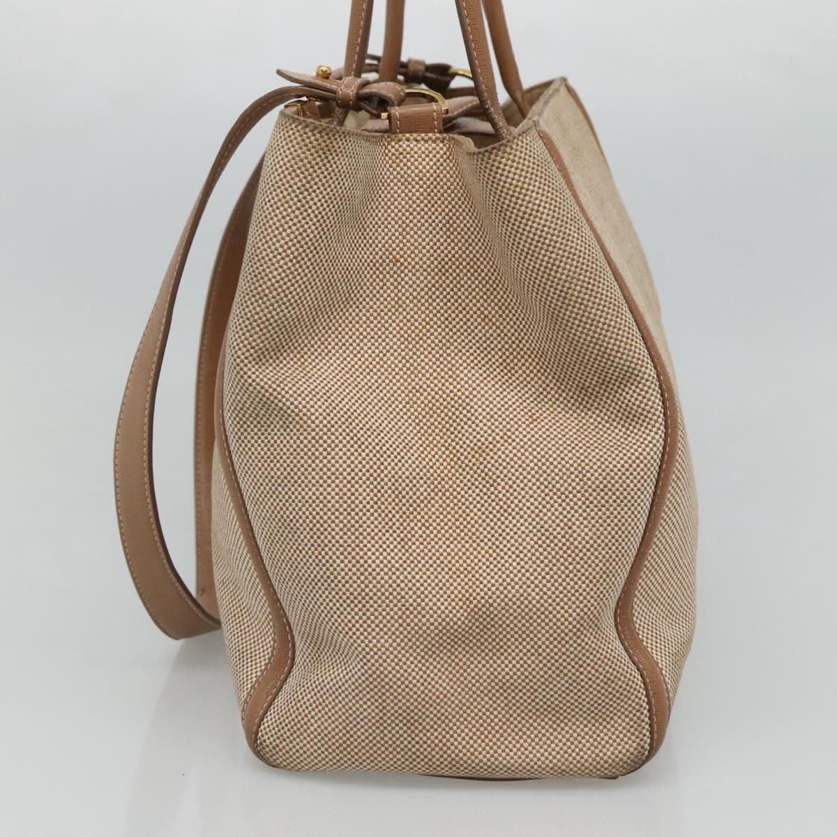 FENDI To joule Hand Bag Canvas 2way Gold Beigehk1977