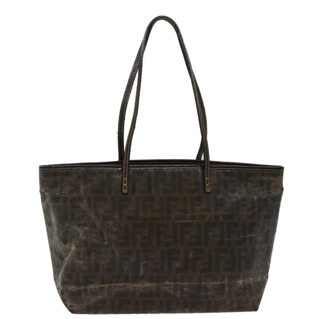 FENDI Zucca Canvas Tote Bag Coated Canvas Brown Black  hk766
