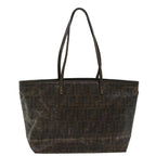 FENDI Zucca Canvas Tote Bag Coated Canvas Brown Black  hk766