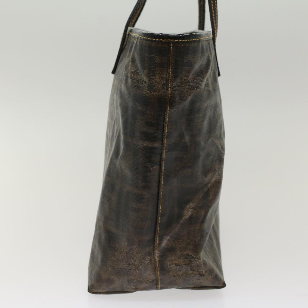 FENDI Zucca Canvas Tote Bag Coated Canvas Brown Black  hk766
