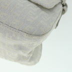 FENDI Zucchino Canvas Mamma Baguette Shoulder Bag Silverhk852