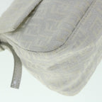 FENDI Zucchino Canvas Mamma Baguette Shoulder Bag Silverhk852